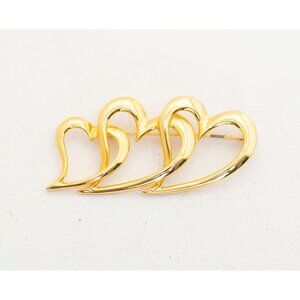 Vintage Golden Hearts Trio Brooch - A4